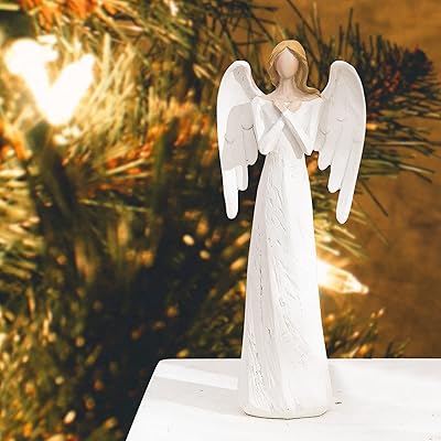 ZICZAMLA 7.6Inch Angel Statue for Thanksgiving Day Gift, Hand-Painted Angel  Figures and Statues to Show Love,Bereavement,Christmas Angels