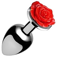 Lynx Aluminum Alloy Rose Anal Plug Larger - Red