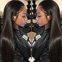 Dreambeauty 250% Density Lace Front Human Hair Wigs Silk Straight Brazilian Virgin Remy Human Hair Wigs Glueless Lace Front Wig for Women Natural Black Color (14 inch)