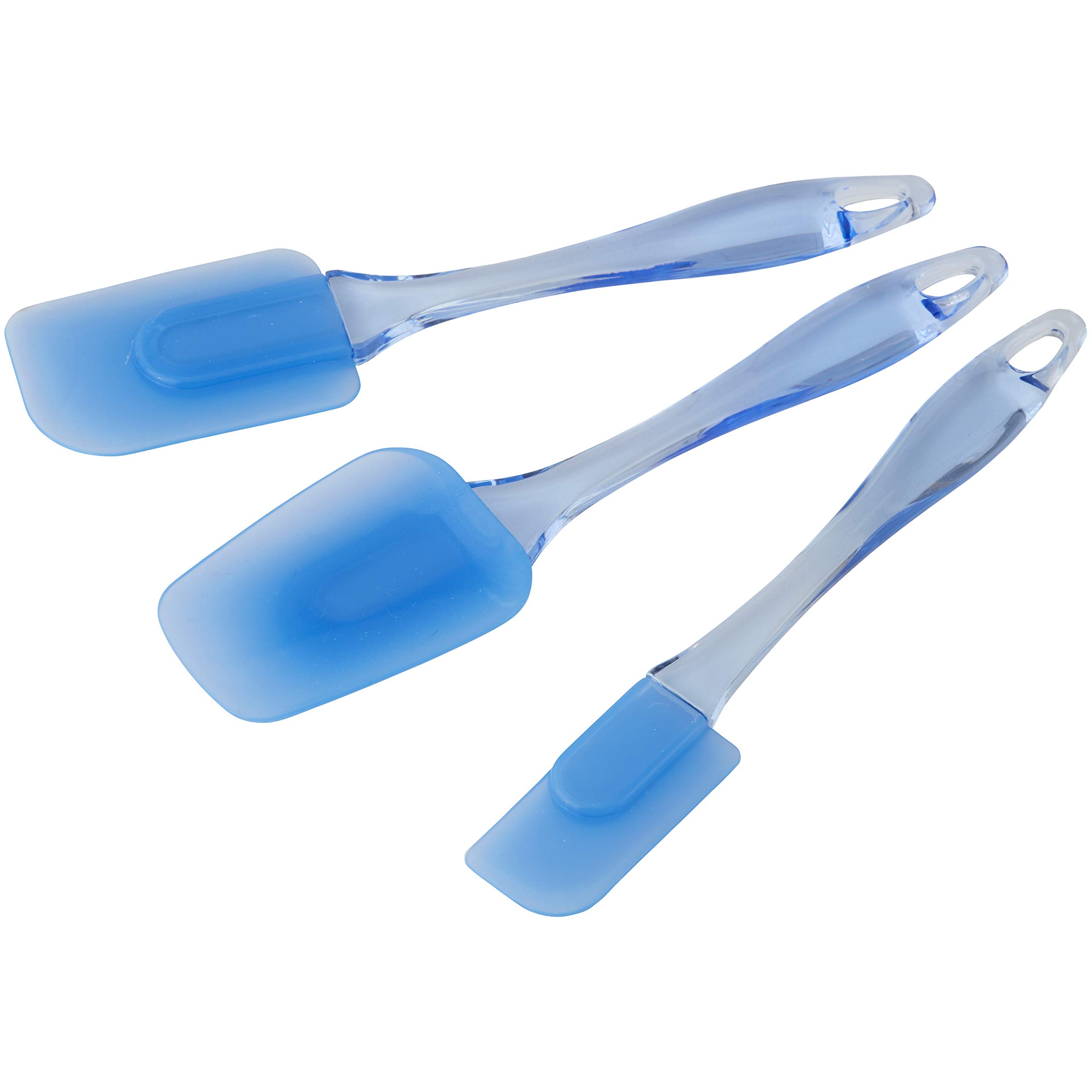 Wilton Easy Flex Silicone Spatula Set, Your Go-To Tools for Mixing, Folding, Scraping, Cooking and Serving., Blue, 3-Piece