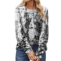 Women's Y2K Top Fashion Casual Long Sleeve Print Round Neck Pullover Top Blouse Night Out, S-3XL