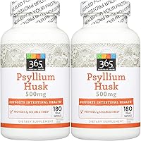 365 by Whole Foods Market, Psyllium Husks 500Mg, 180 Veg Capsules (Pack of 2)