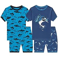 Dolphin&Fish Little Boys Cotton Short Pajamas 4 Piece Summer Kids Clothes Children Toddler Pjs