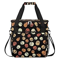Day of the Dead Sugar Skull 16 Coffee Maker Carrying Bag Compatible with Single Serve Coffee Brewer Travel Bag Waterproof Portable Storage Toto Bag with Pockets for Travel, Camp, Trip