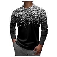 Mens T-Shirts Graphic Tees Lapel Long Sleeve Printed Casual Top Loose Sports Lapel Shirt