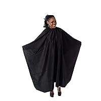 Black Nylon Hairdresser Barber Cape W/ 10 Snap Closure, X Large 66” L x 53.5” Stylist Supplies for Hair-Cutting