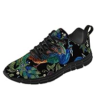 Peacock Shoes for Women Men Running Walking Tennis Cross Training Lightweight Sneakers Blue Peacock Feathers Shoes Gifts for Girl Boy