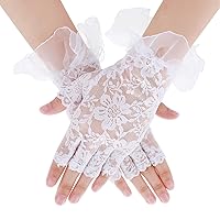 White Short Lace Gloves Women Lace Fingerless Gloves Vintage Lace Floral Gloves Sunblock Lace Mesh Gloves Wedding Gloves for Bride