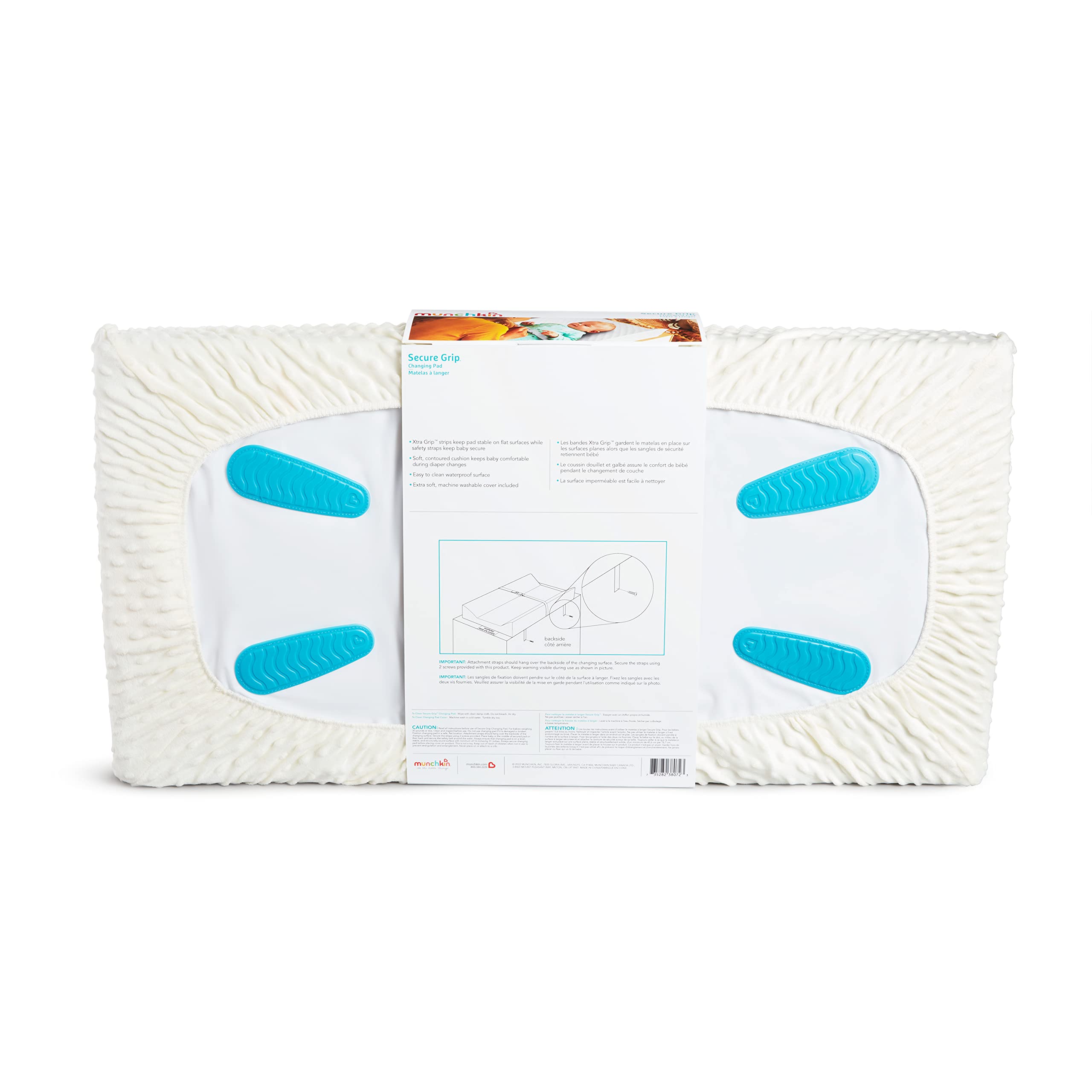 Munchkin® Secure Grip™ Contoured Baby Diaper Changing Pad for Dresser, Includes Cover, Waterproof Pad