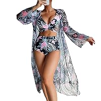 Plus Size Bikini Sets for Women Underwire Two Piece Sunflower Outfit Women Bikini Set Cover Up Swimsuit for Wo