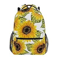 ALAZA Sunflowers on White Junior High School Bookbag Daypack Laptop Outdoor Backpack