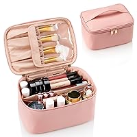 OCHEAL Pink Makeup Bag,Travel Makeup Organizer Bag, Large Capacity Cosmetic Bags For Women Large Travel Toiletry Bag Girls Traveling With Brush Slot And Divider