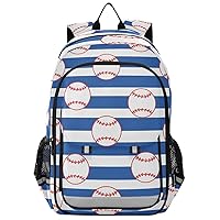 ALAZA Baseball Blue Stripe Backpack Bookbag Laptop Notebook Bag Casual Travel Trip Daypack for Women Men Fits 15.6 Laptop