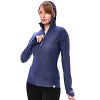 Merino.tech Merino Wool Hoodie Women - 100% Merino Wool Base Layer Women Half Zip Lightweight Thermal Long Sleeve Shirt