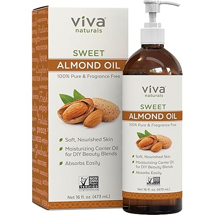 Almond Oil (16 oz); Sweet Almond Oil for Skin or Almond Oil for Hair, The Perfect Natural Body Oil for Women, Great as Unscented Massage Oil