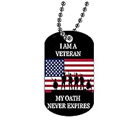 Rogue River Tactical USA Flag Veteran Oath Dog Tag Pendant Jewelry Necklace Military Gift