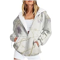 Zip Up Hoodies for Women Trendy Oversized Drawstring Jacket Coat Y2k Hooded Sweatshirts Drawstring Casual Long Sleeve