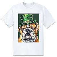 St. Patrick's Day Shirt Customizable Name with Personalized Text Print Comfortable Breathable, Dog with Green Hat