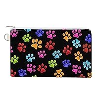 Colorful Dog Paw Women's Canvas Coin Purse Change Pouch Zip Wallet Bag