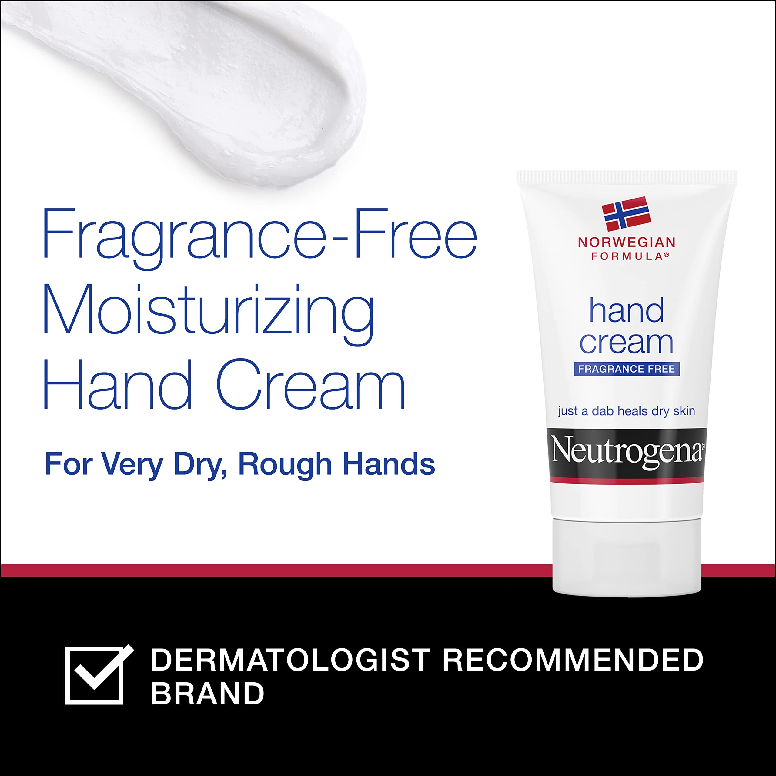 Neutrogena Norwegian Formula Moisturizing Hand Cream Formulated with Glycerin for Dry, Rough Hands, Fragrance-Free Intensive Hand Lotion, 2 Oz (Pack of 6)