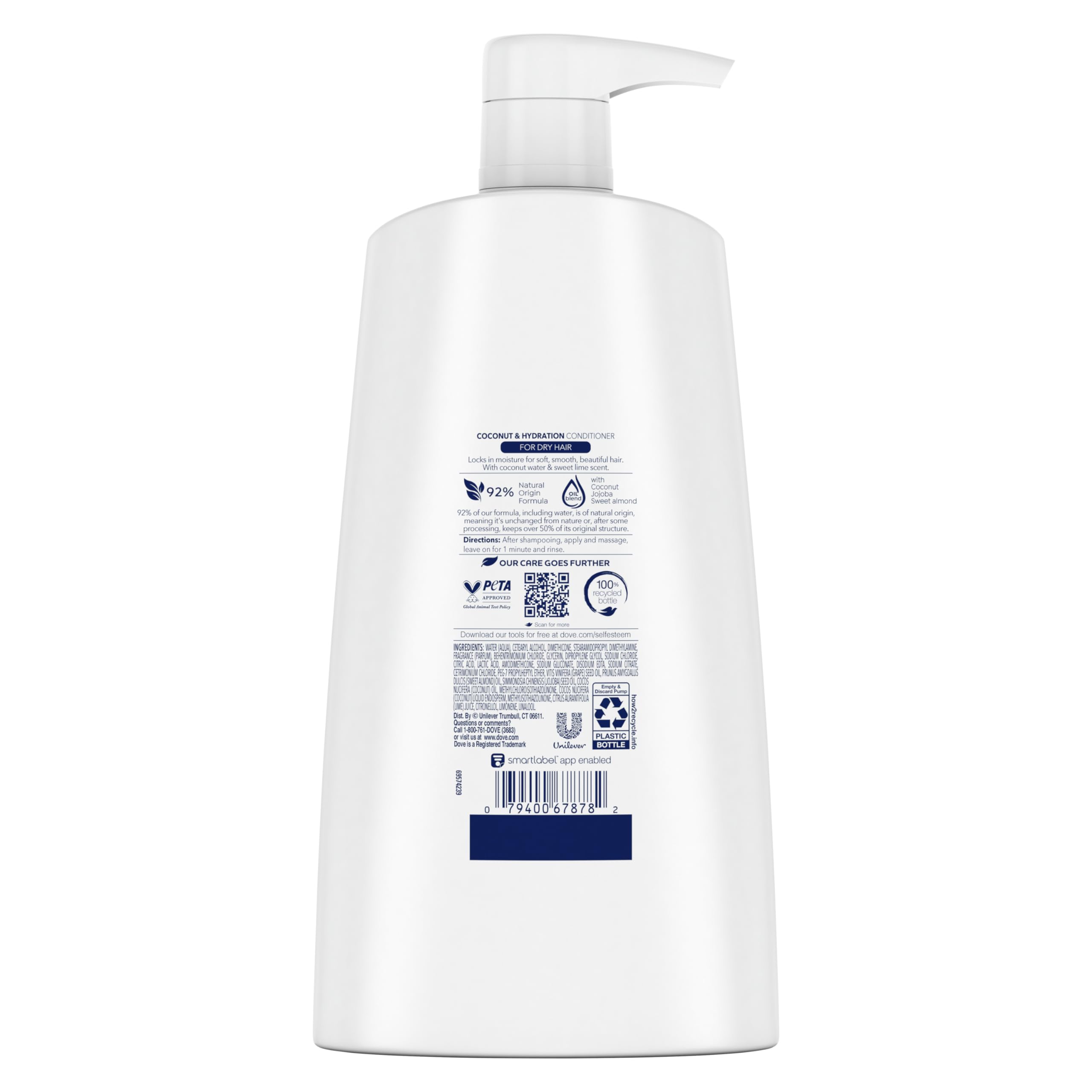 Dove Ultra Care Conditioner Coconut & Hydration for Dry Hair Conditioner with Coconut Oil, Jojoba Oil & Sweet Almond Oil 25.4 oz