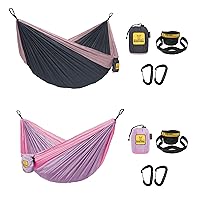 Wise Owl Outfitters Camping Hammocks Duo - Set of 2, Adults and Kids Hammock for Outdoor, Indoor, Single & Double Use w/Tree Straps - Camping Gear Essentials