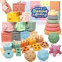 LESONG Sensory Montessori Soft Baby Toys: 3 in 1 Bundle Baby Toys 6 to 12 Months, Teething Toys for Infant Babies 6-9 Months, Gift for Boys & Girls Toddlers 1-3