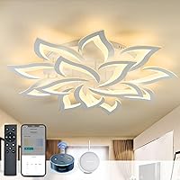 Smart LED Ceiling Light for Bedroom, Dimmable Compatible with Alexa Google Home, Modern Flower Ceiling Lamps Fixtures with Remote Control, Large Chandelier for Living Room 14 Petals/130W/Ø39in