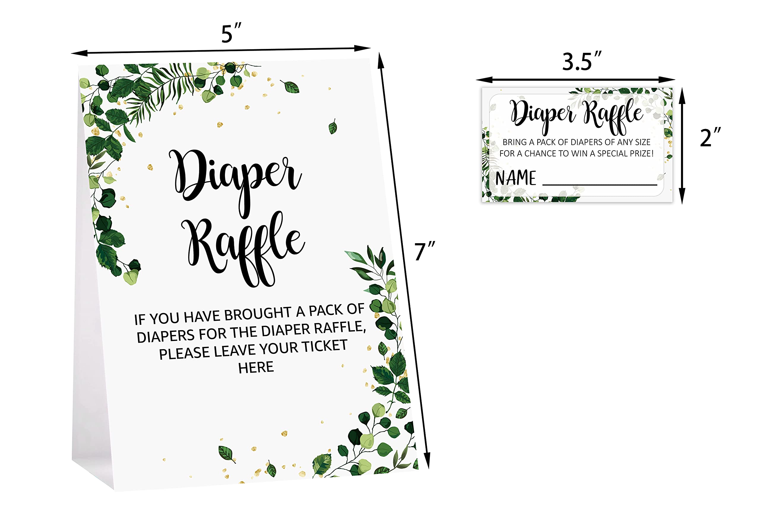 Diaper Raffle Tickets and Sign Baby Shower Games, Decorations, Party Favors For Baby Showers – 1 Sign, 50 Cards per Pack(DIAPER-B010)
