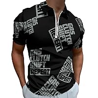 Gas Clutch Shift Repeat Mens Polo Shirts Quick Dry Short Sleeve Zippered Workout T Shirt Tee Top