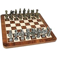 WE Games Medieval Chess Set with Pewter Pieces & Walnut Root Board - 17 in.