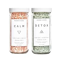 Herbivore Botanicals Calm + Detox Soaking Bath Salts – Natural, Vegan, Clean Beauty (8 oz Each)