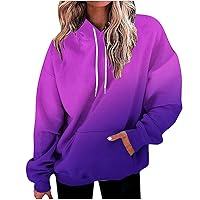 ZunFeo Trendy Hoodies for Women Drawstring Long Sleeve Pullover Tops Gradient Hooded Sweatshirts Fashion Y2k Clothes