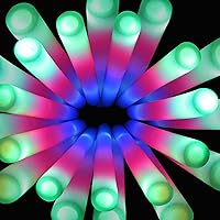 100 Pack Glow Sticks for Wedding, Bulk Giant Foam Glow Sticks with 3 Modes Colorful Flashing, Glow in the Dark Party Supplies for Wedding, Raves, Concert,Camping, Sporting Events, Pool Party