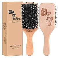 Hair Brush Boar Bristle Hair Brushes for Women Curly Hair, Best Paddle Detangling Brush Detangler for Girls Kids,Smooth Hair Add Shine
