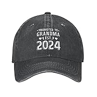 Promoted-to-Grandma 2024 Hat First Time Grandma Cap New Grandma Gift Pregnancy Announcement for Grandparents Black