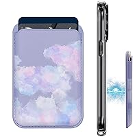 Magnetic Wallet Cell Phone Card Holder for Phone Case with Mag-Safe PU Leather Wallet for iPhone 15 14 13 12 Pro/Pro Max/Plus/Mini (Colorful Cloud)