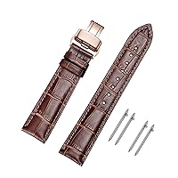 MUENShop Leather Watch Straps Quick Release Polished Deployment Buckle,18mm 20mm 22mm 24mm Black Brown Blue Green Classic Design Calf Leather Replacement Watch Band