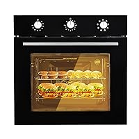 24” Single Wall Oven, 2.5 Cu.Ft Built-in Electric Single Wall Ovens with Mechanical Knobs, Double-Layered Glass Door, 5 Cooking Functions, 3000W 240V Ideal for Kitchen Oven