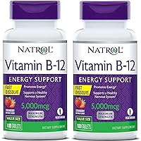 Vitamin B12 Fast Dissolve Tablets, Promotes Energy, Supports a Healthy Nervous System, Maximum Strength, Strawberry Flavor, 5,000mcg, 100 Count (Pack of 2)