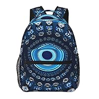Blue Mini Flower Swirl print Lightweight Bookbag Casual Laptop Backpack for Men Women College backpack