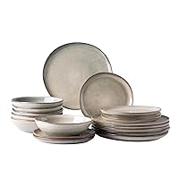 AmorArc Ceramic Dinnerware Sets,Handmade Reactive Glaze Plates and Bowls Set,Highly Chip and Crack Resistant | Dishwasher & Microwave Safe,Service for 6 (18pc)