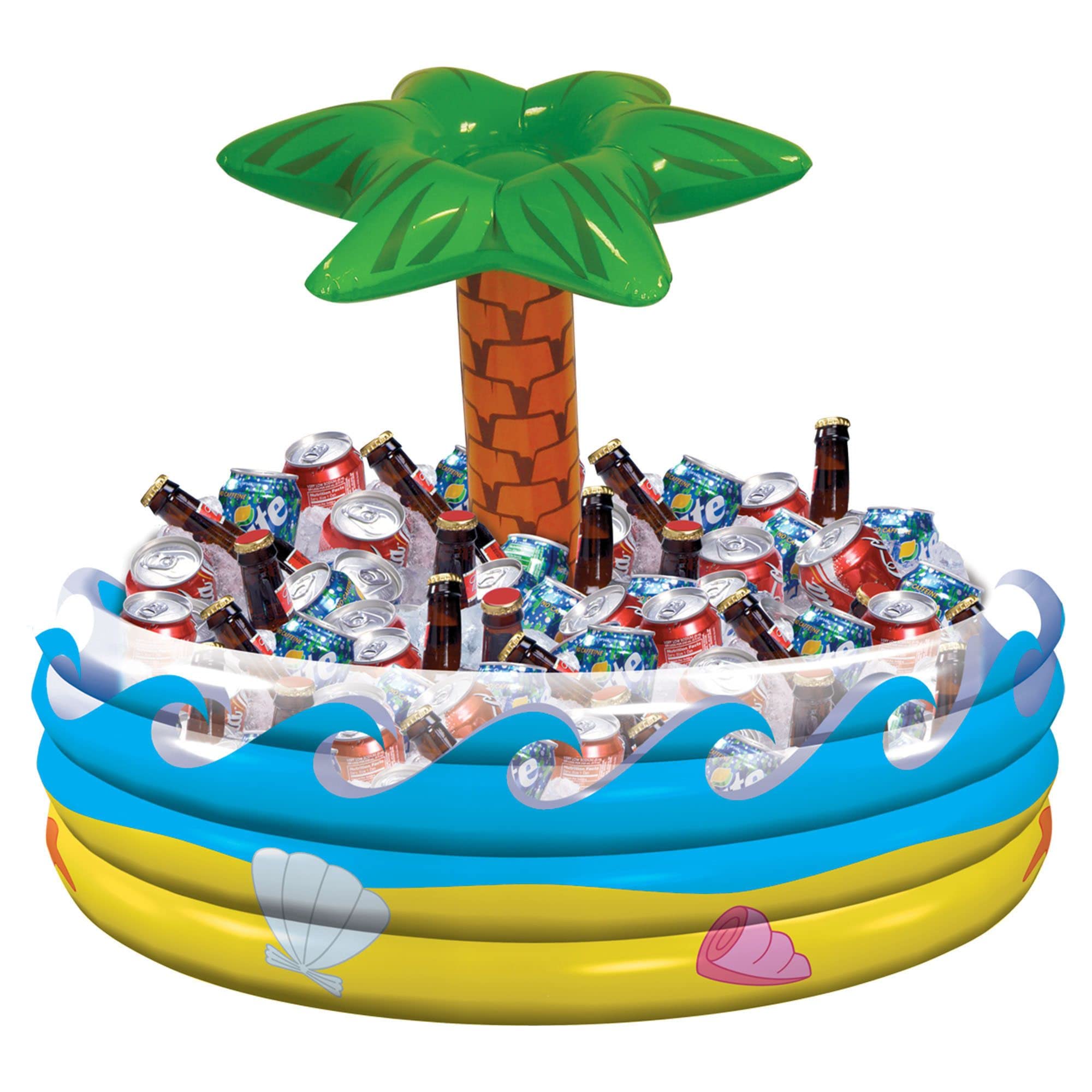 Amscan Tropical Palm Tree Inflatable Cooler, 14' x 29 1/2', Multicolor, 1 Pc