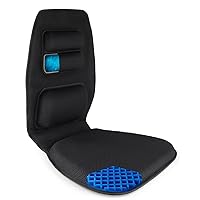 FOMI Premium Gel Cushion and Firm Back Support | Seat Cushion Pad and Upper Lower Thoracic and Lumbar Pillow for Car, Office Chair | Pressure Sore, Coccyx Pain Relief | Posture Aid (Grid Gel)