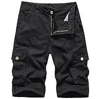 Men's Long Below Knee Length 3/4 Capri Cargo Shorts Elastic Waisted Loose Fit Athletic Shorts with Multi Pockets