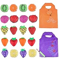 20 Pack Reusable Shopping Bags, Foldable Portable Reusable Grocery Bags Polyester Grocery Shopping Tote Bag (Fruit)