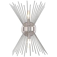 Wall Sconces, Brushed Nickel Bathroom Light Fixtures, Mid-Century Modern Sconces Wall Lighting, Sunburst Brushed Nickel Vanity Light for Bathroom, Bedroom, Fireplace, Stairwell,1 Pack