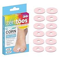 ZenToes Corn Cushions for Toes and Feet, Protect Sore Spots with Foam Padding, Reduce Pain, Pressure and Friction from Shoes, Long Lasting Self-Stick Adhesive Pads (36 Count)