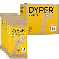 DYPER Size 5 Viscose from Bamboo Baby Diapers and 96 Pack Big Baby Wipes