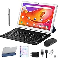 2024 Latest Tablet 10 Inch, Android 11 Tablet Newest Quad-core Processor, 2 in 1 Tablet with Keyboard, 64GB ROM + 4GB RAM Storage, 128GB Expandable, 2.4+5G WiFi, Bluetooth, GPS, 1280 * 800 HD Display